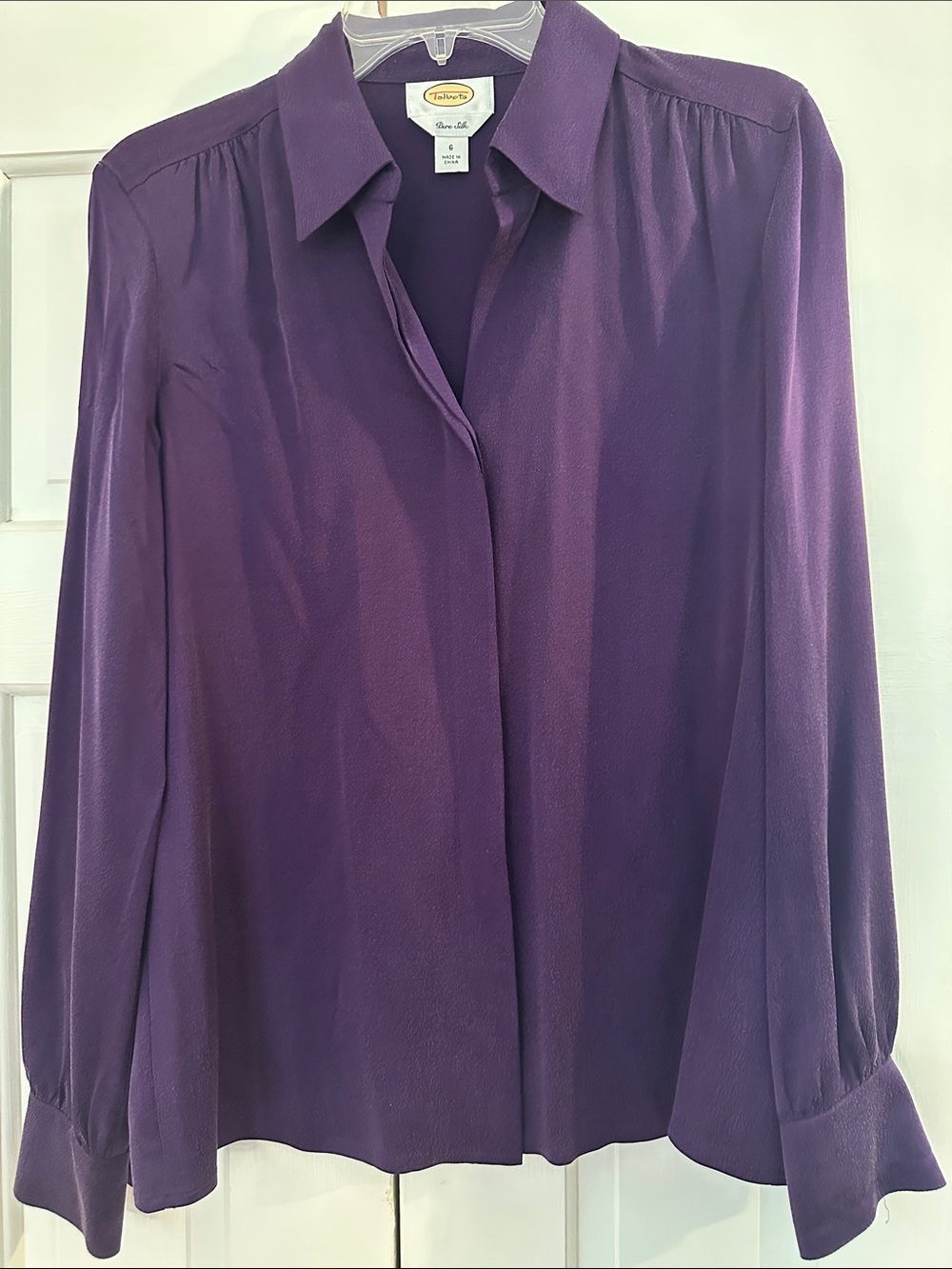 Talbots Women's Purple Silk Button-Front Blouse